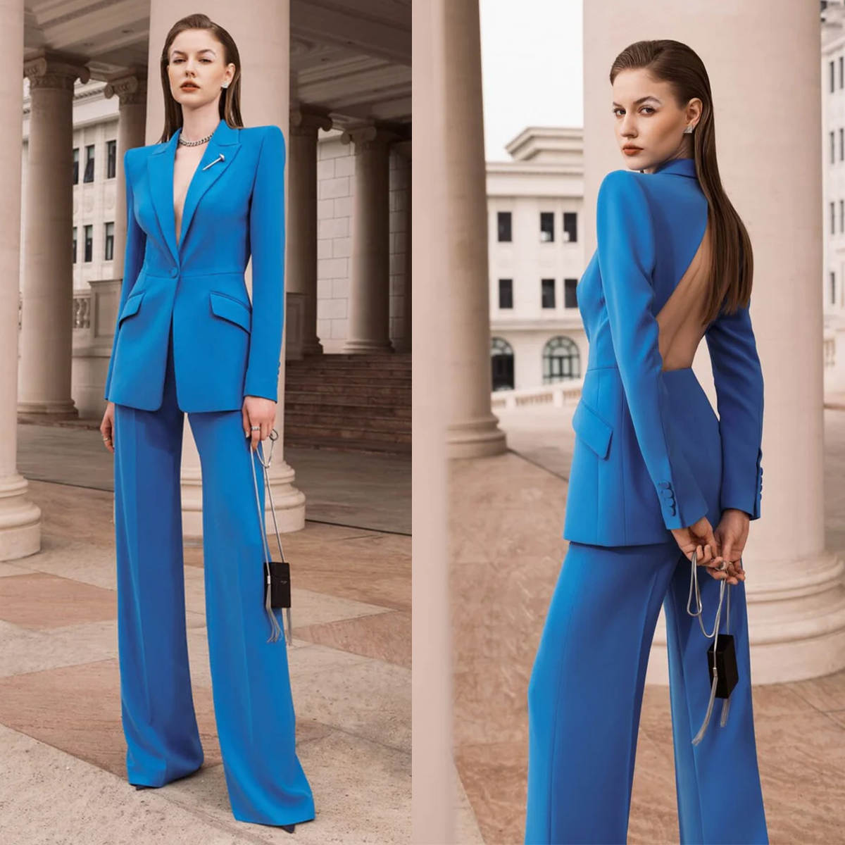 Women Formal Wear For Graduation - Sexy Open Back Women Blazer Suits