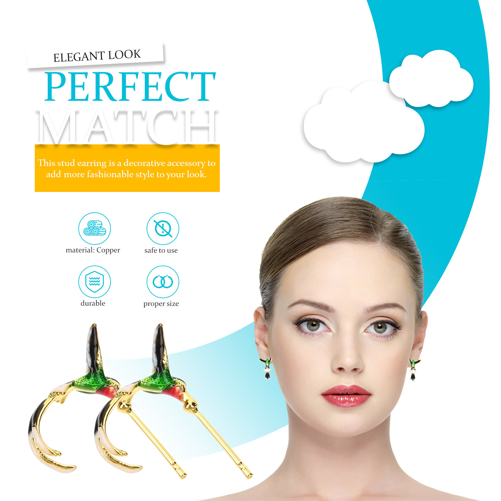 Formal Wear Jewelry For Women - 1Pair Hummingbird Stud Earrings Small Ear