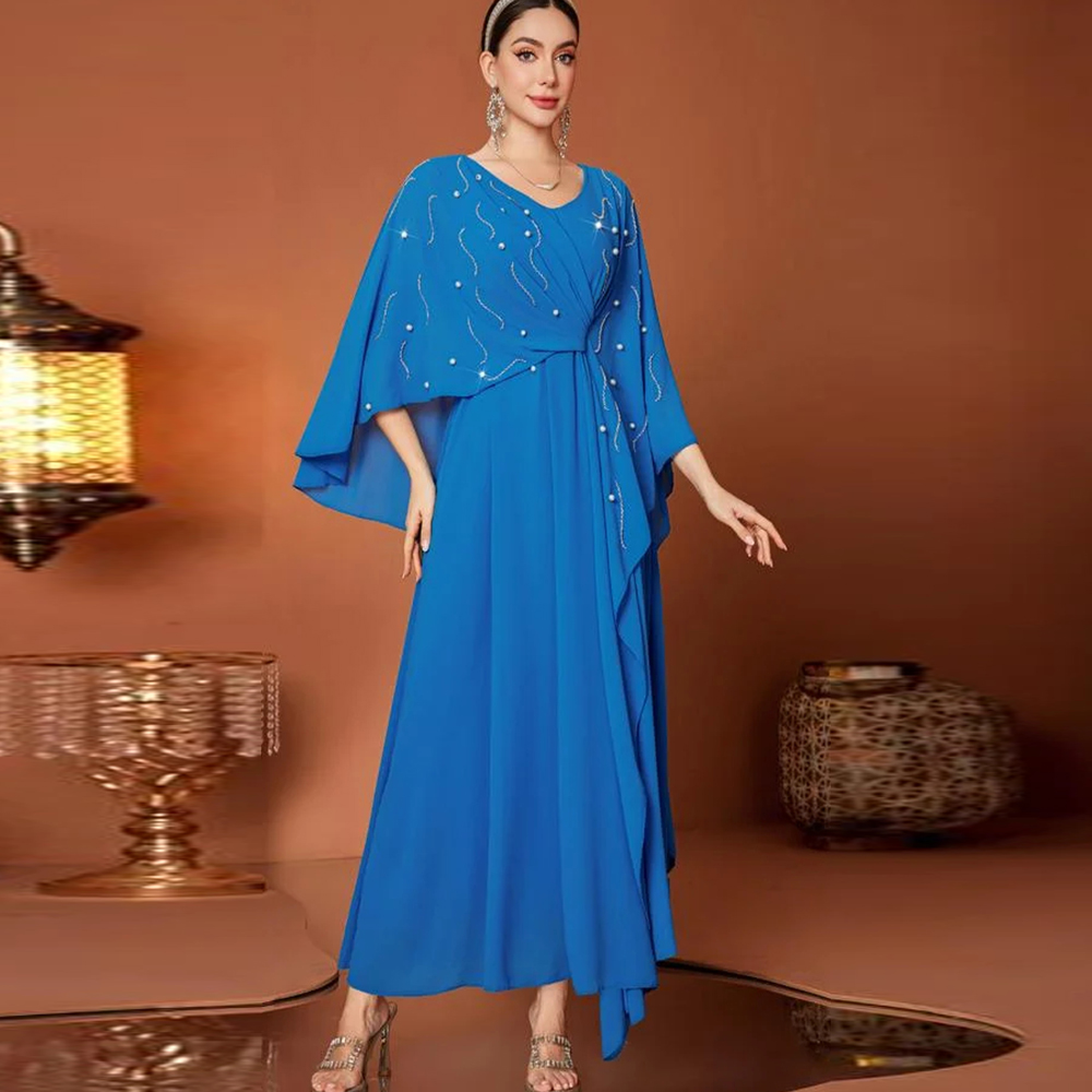Women Luxury Formal Wear - Luxurious Evening Dresses V-neck Cape Sleeves