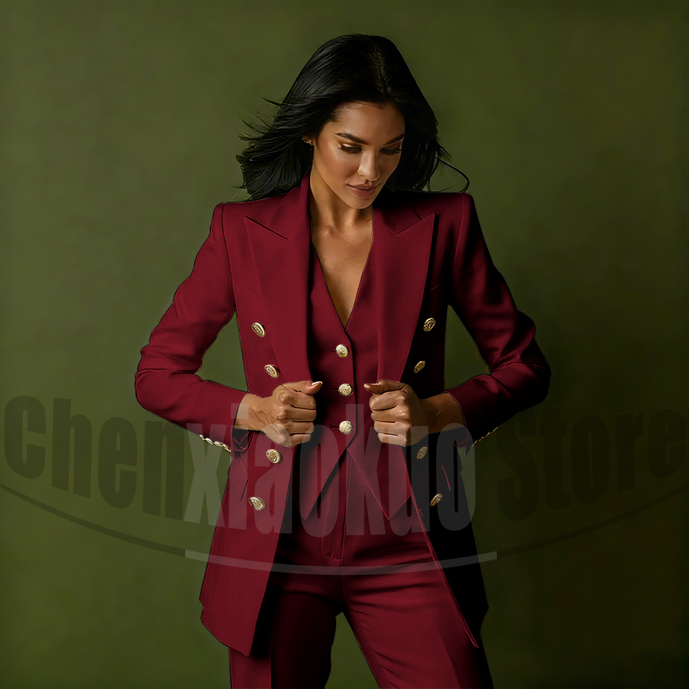 Women's Double Breasted Three  - Women Formal Wear Shirt And Pant 评论和价格