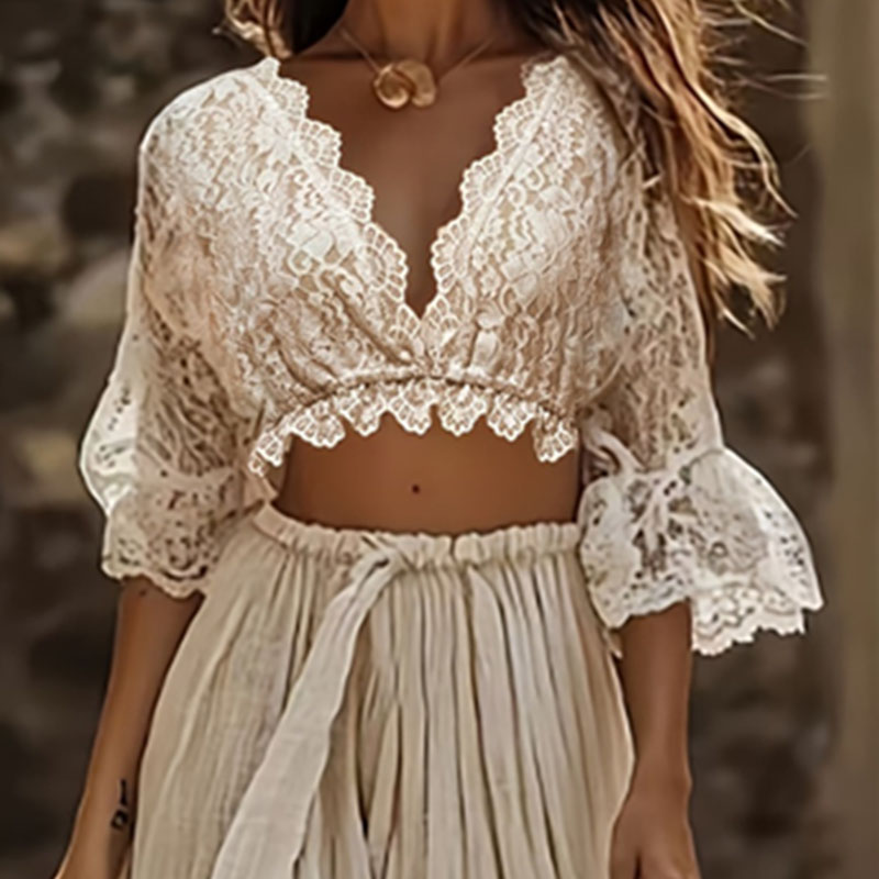 Womens Bohemian Lace Two Piece - Women'S Formal Wear Suits 评论和价格