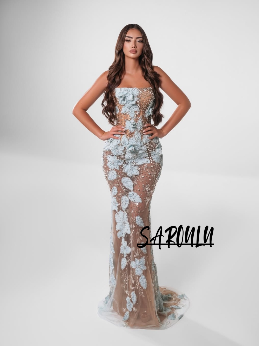 Romantic Light Blue Floral Eve - Women Formal Event Wear 评论和价格