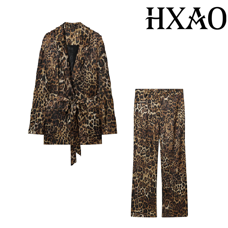 HXAO Leopard Pants Sets 2 Piec - Women'S Formal Wear Suits 评论和价格