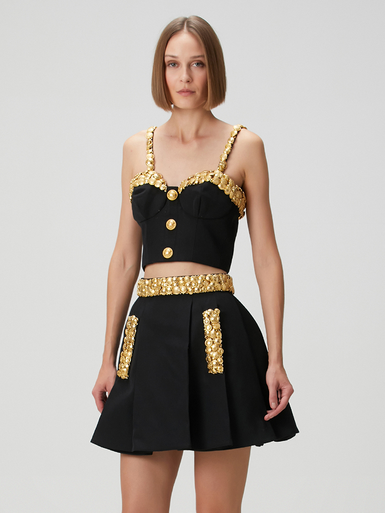 VC Black Two Piece Set Dress w - Women Luxury Formal Wear 评论和价格