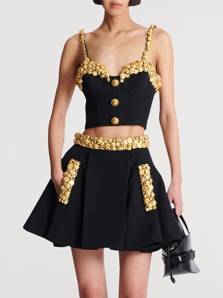 VC Black Two Piece Set Dress w - Women Luxury Formal Wear 评论和价格