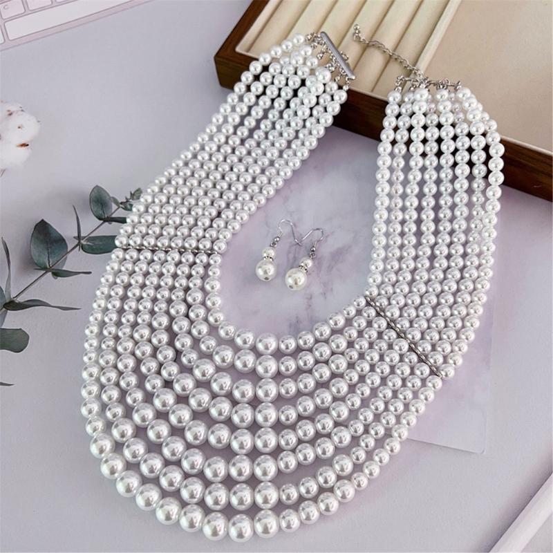  Elegant Layering Faux Pearls  - Formal Wear Jewelry For Women 评论和价格