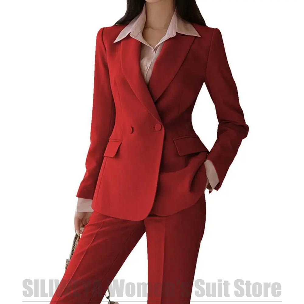 Chic Women Double Breasted Sui - Women Formal Wear Shirt And Pant 评论和价格