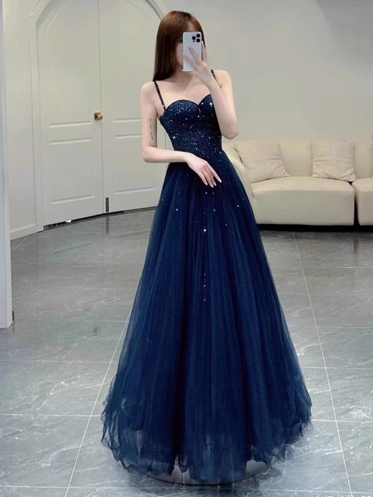 Elegant Princess Navy Blue Seq - Women Formal Wear For Graduation 评论和价格