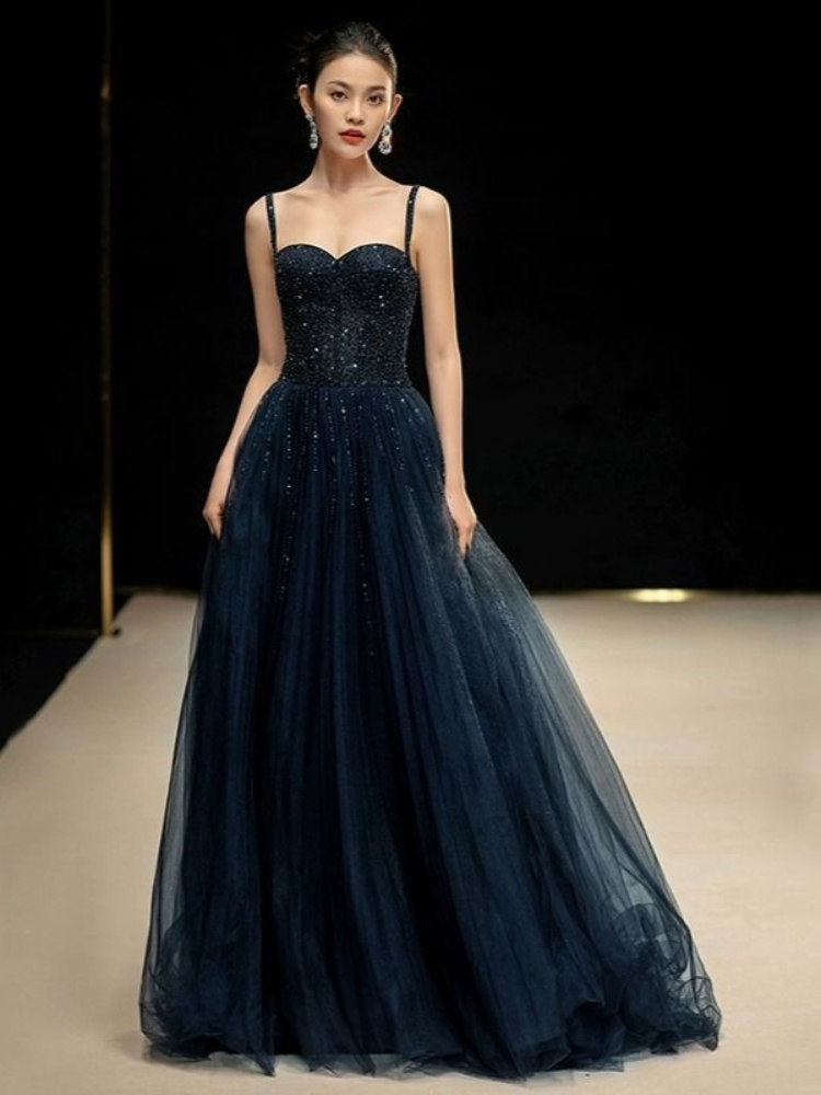 Elegant Princess Navy Blue Seq - Women Formal Wear For Graduation 评论和价格