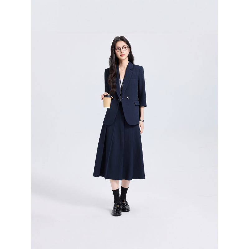 Navy Blue Women's Suit Set for - Women Formal Wear Shirt And Pant 评论和价格