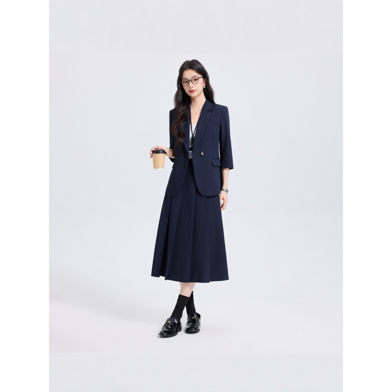 Navy Blue Women's Suit Set for - Women Formal Wear Shirt And Pant 评论和价格