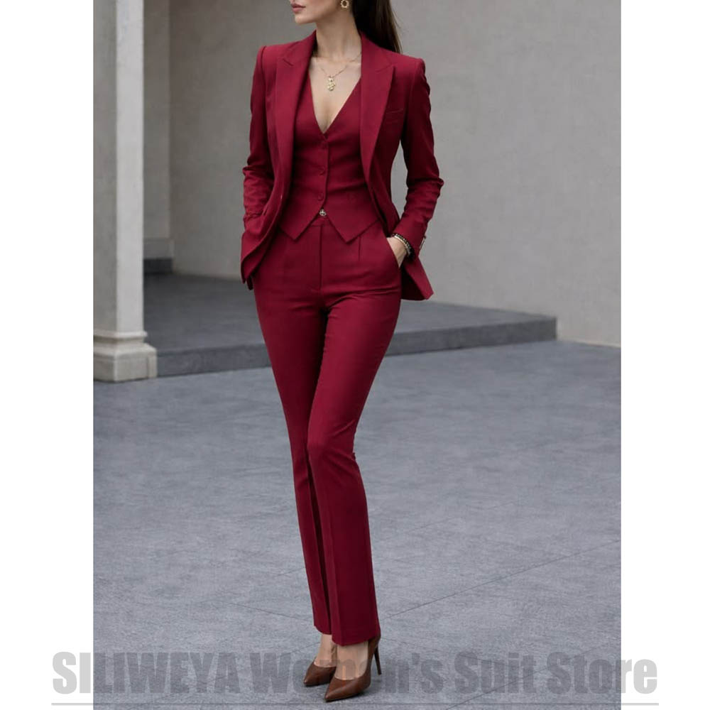 Women 3 Piece Suit Set Blazer  - Women Formal Wear Shirt And Pant 评论和价格