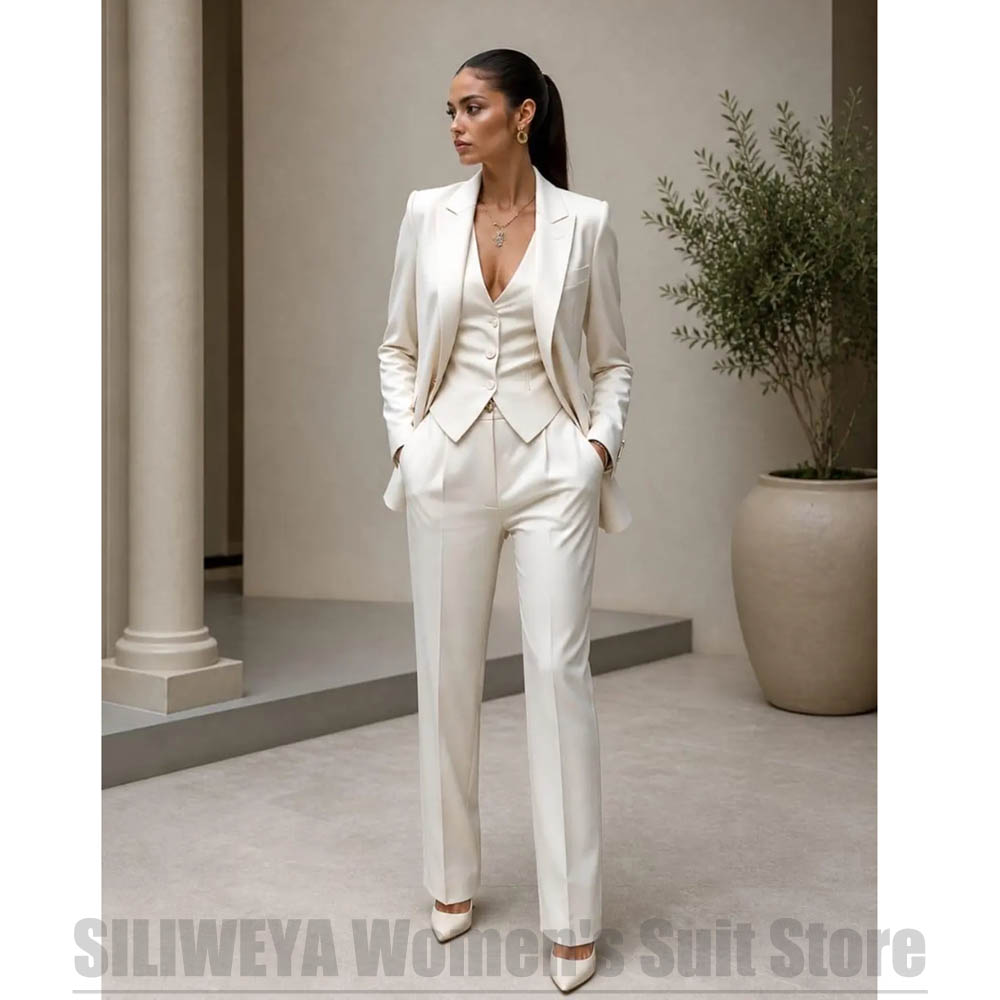 Women 3 Piece Suit Set Blazer  - Women Formal Wear Shirt And Pant 评论和价格