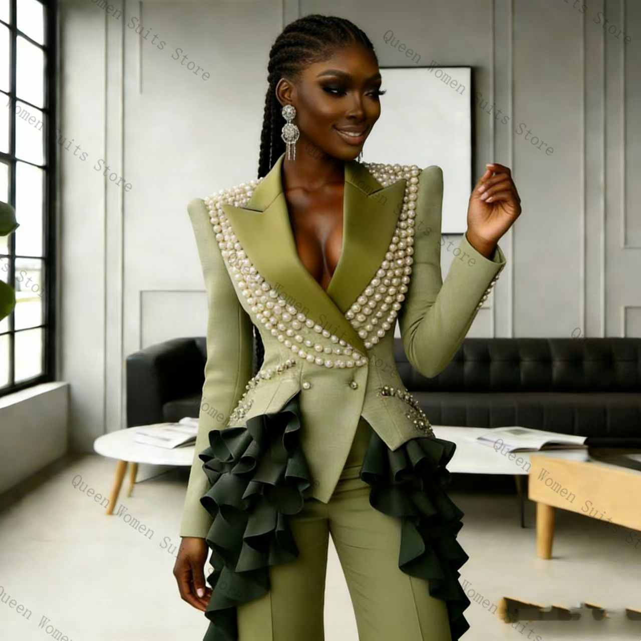 Luxury Pearls Women Suit Pants - Women Luxury Formal Wear 评论和价格