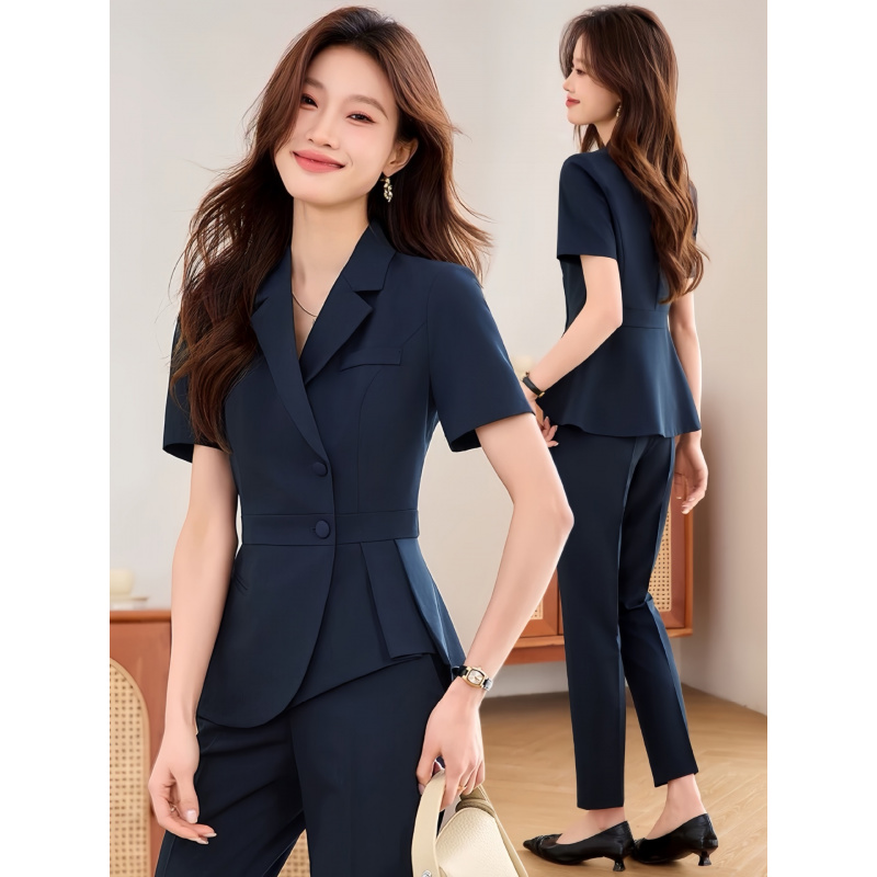 Navy blue women's thin profess - Women Formal Wear Shirt And Pant 评论和价格